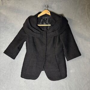 Lafayette 148 New York Black 100% Virgin Wool Portrait Collar Boucle Jacket 2